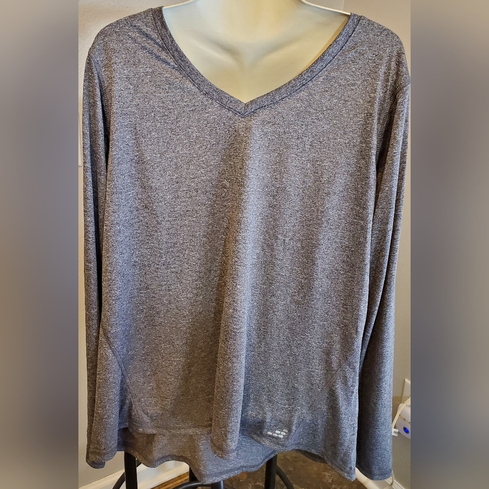 Women's BCG Active Top Size 1X Plus Gray Long Sleeve